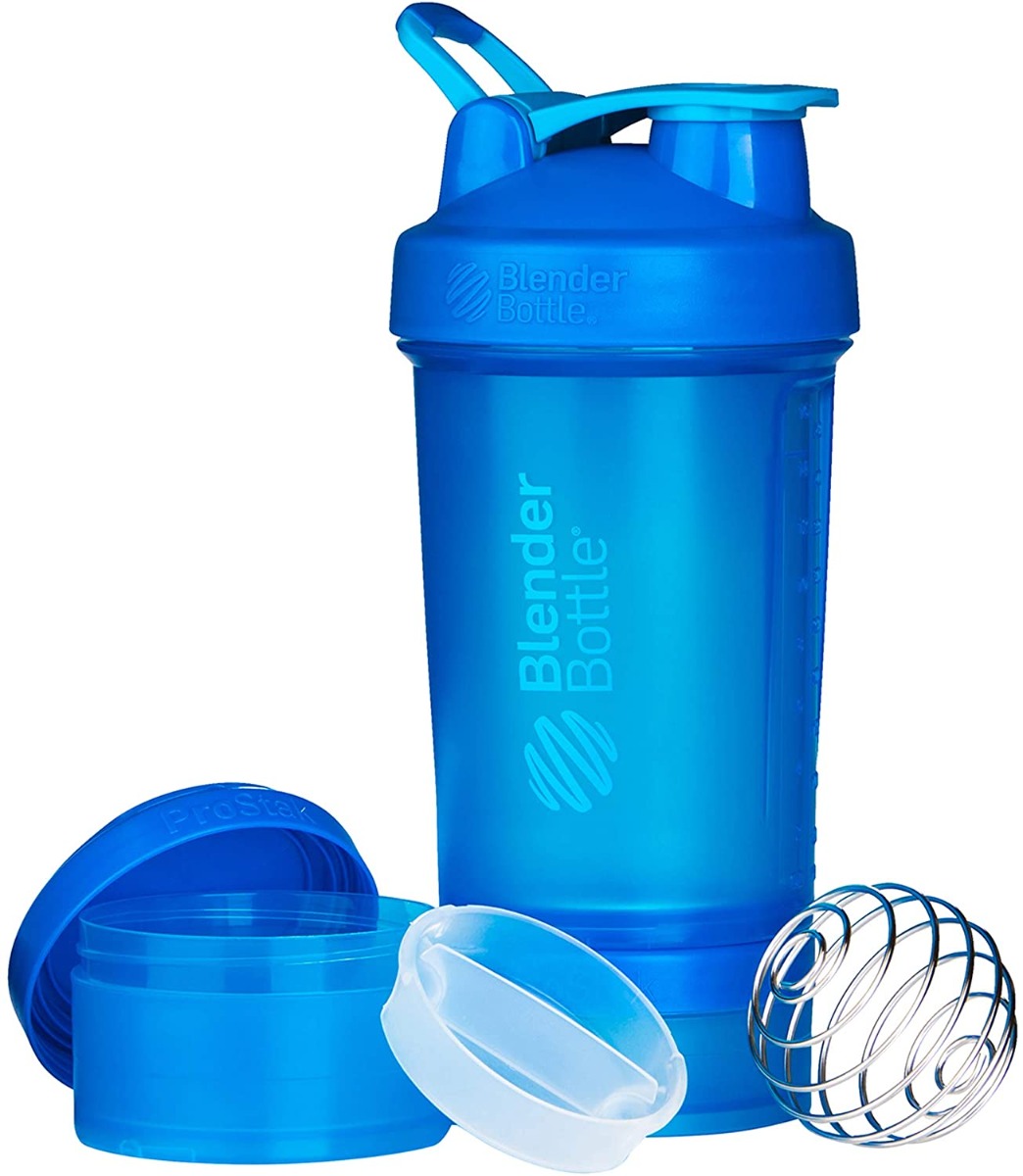 BlenderBottle - ProStak Bottle W/ Organizer & Storage, 22oz, Cyan