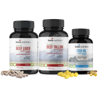 Basic Nutrition - Carnivore Powerhouse Bundle |Beef Liver, Tallow, Omega-3 Fish Oil, 1250mg, EPA/DHA, Hormone-Free, Non-GMO